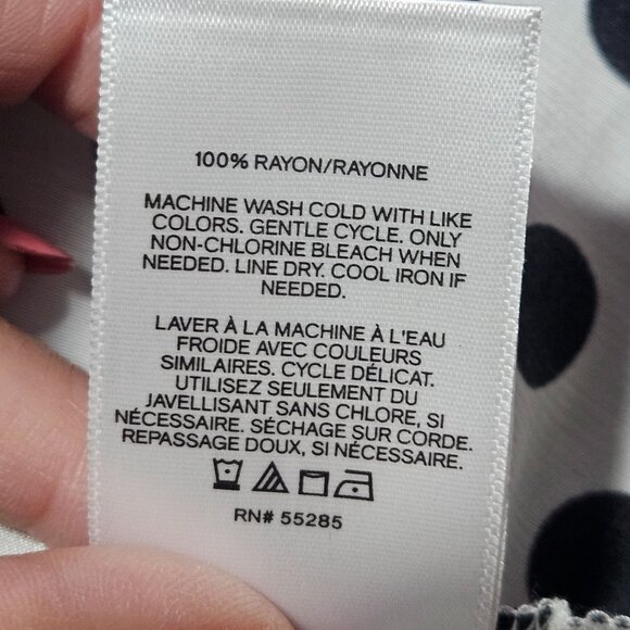 Express Womens Black White L Polka Dot Blouse Preppy Indie Patterncore Peplumcor - Picture 13 of 16